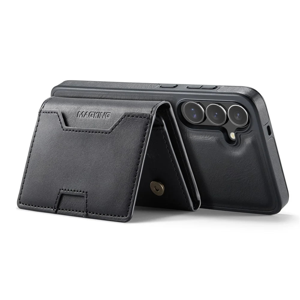 MAGKING K4 Series For Samsung Galaxy S26+ Magnetic Case Detachable Wallet PU TPU PC Phone Cover - Black - 3