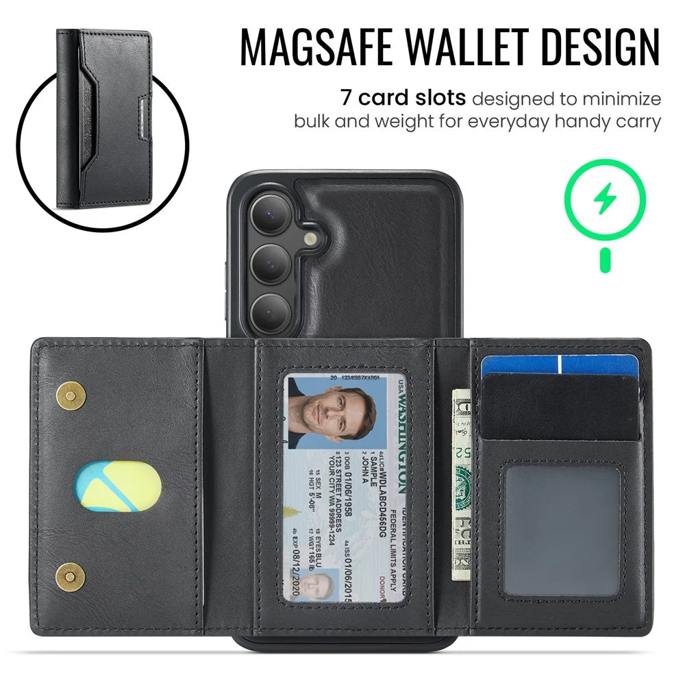 MAGKING K4 Series For Samsung Galaxy S26+ Magnetic Case Detachable Wallet PU TPU PC Phone Cover - Black - 6