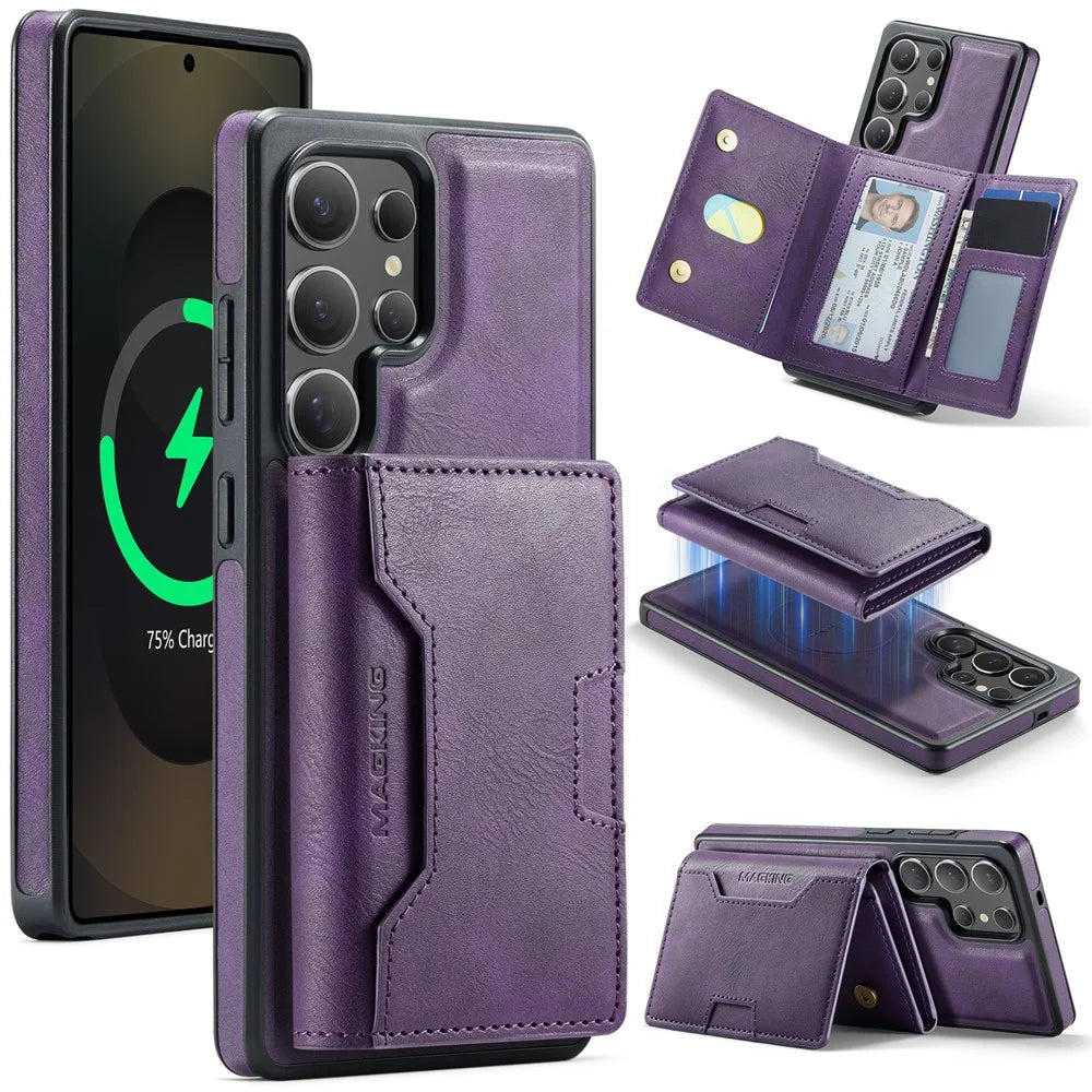 MAGKING K4 Series For Samsung Galaxy S26 Ultra Magnetic Case Detachable Wallet PU TPU PC Phone Cover - Purple - 1