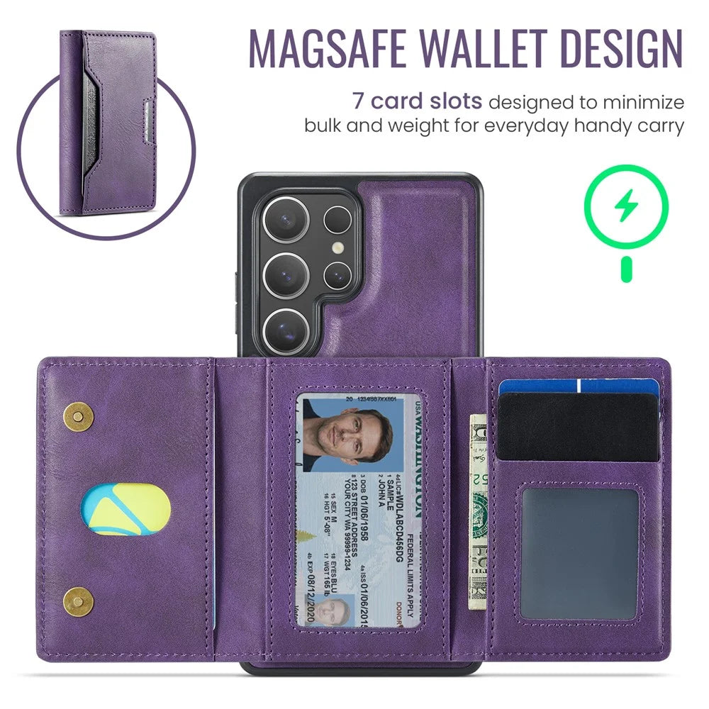 MAGKING K4 Series For Samsung Galaxy S26 Ultra Magnetic Case Detachable Wallet PU TPU PC Phone Cover - Purple - 7