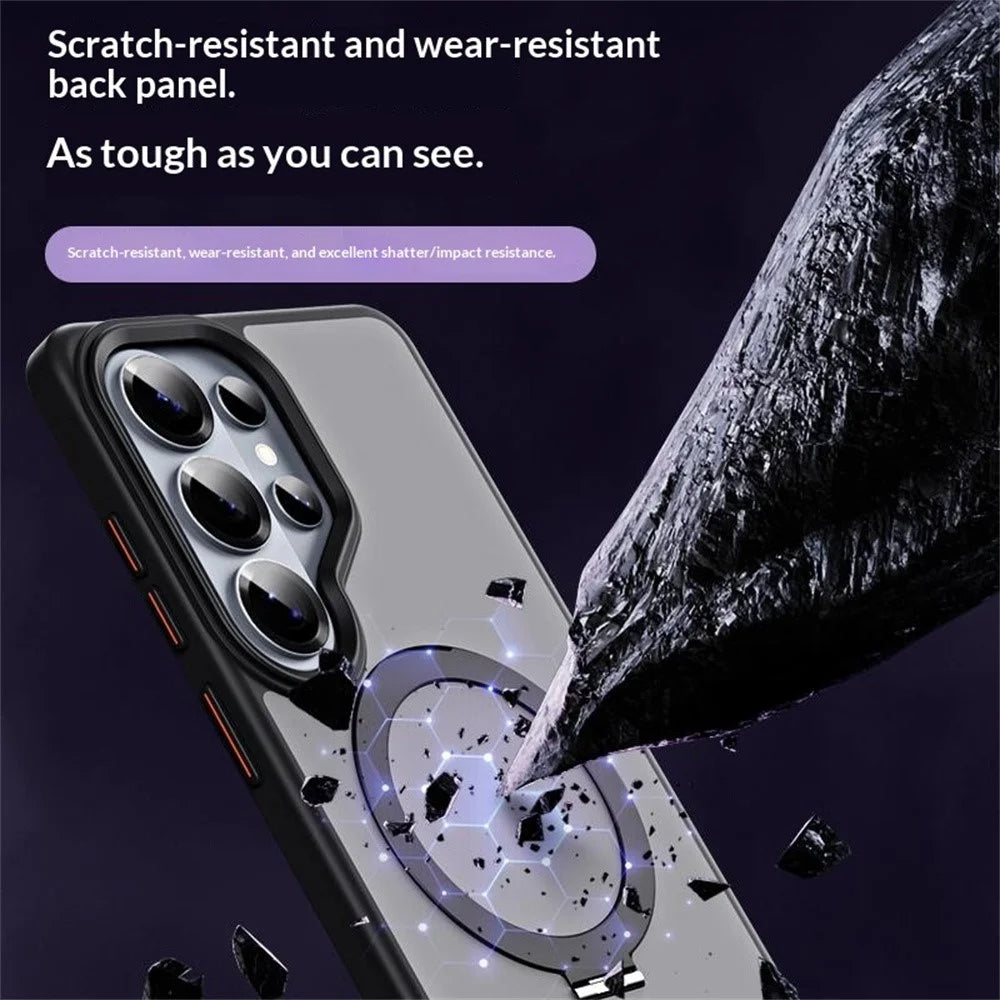 For Samsung Galaxy S26 Ultra Case TPU + Acrylic Hidden Magnetic Kickstand Phone Cover - Black - 2