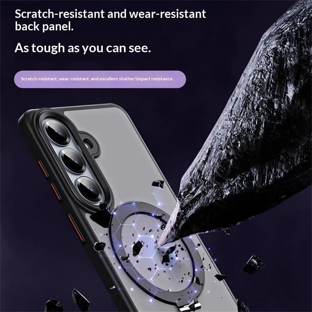 For Samsung Galaxy S26 Case TPU + Acrylic Hidden Magnetic Kickstand Phone Cover - Black - 2