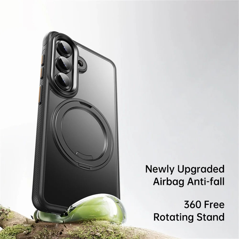 For Samsung Galaxy S26 Magnetic Case Kickstand TPU PC Phone Back Cover - Black - 2