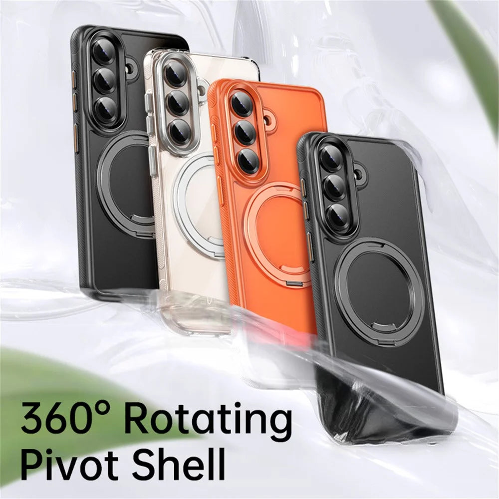 For Samsung Galaxy S26 Magnetic Case Kickstand TPU PC Phone Back Cover - Black - 3