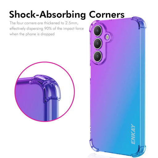 ENKAY For Samsung Galaxy A57 5G TPU Case  Thickened Four Corner Drop-proof Phone Back Cover - Purple / Blue - 2