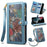 ESEBLE Shockproof Case for Samsung Galaxy S22 Ultra 5G Leather Folio Flip Cover RFID Blocking Wallet Phone Case with Stand - Blue - 1