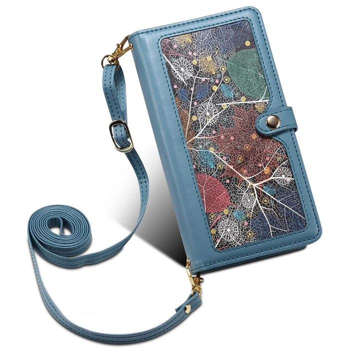 ESEBLE Shockproof Case for Samsung Galaxy S22 Ultra 5G Leather Folio Flip Cover RFID Blocking Wallet Phone Case with Stand - Blue - 7