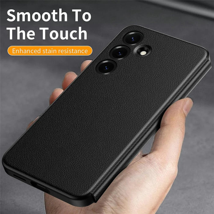 For Samsung Galaxy S25+ Case Smart View Window Leather Phone Cover - Black - 5