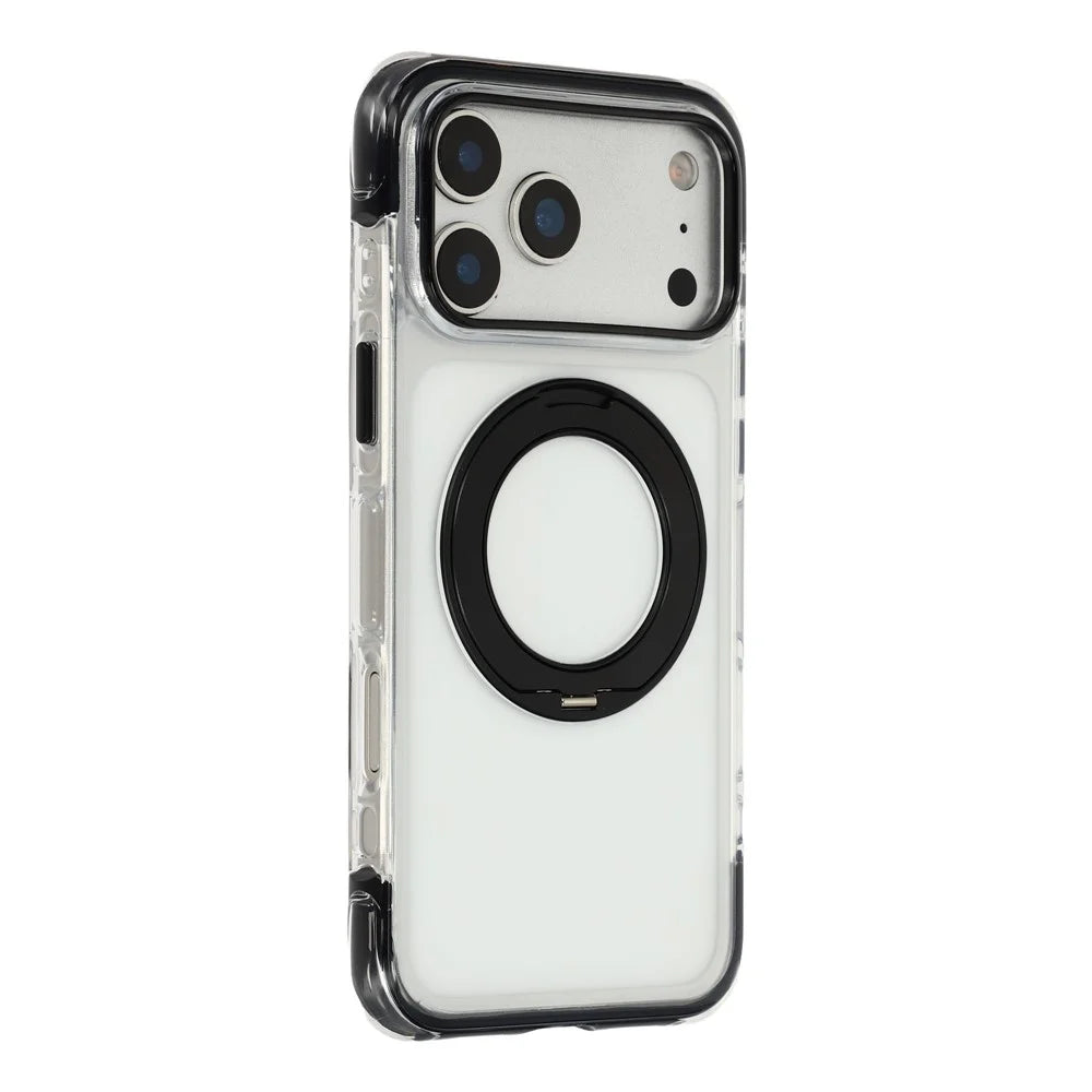 X-LEVEL For iPhone 17 Pro Magnetic Case Rotary Kickstand PC + TPU Anti-drop Airbag Phone Cover - Black - 1