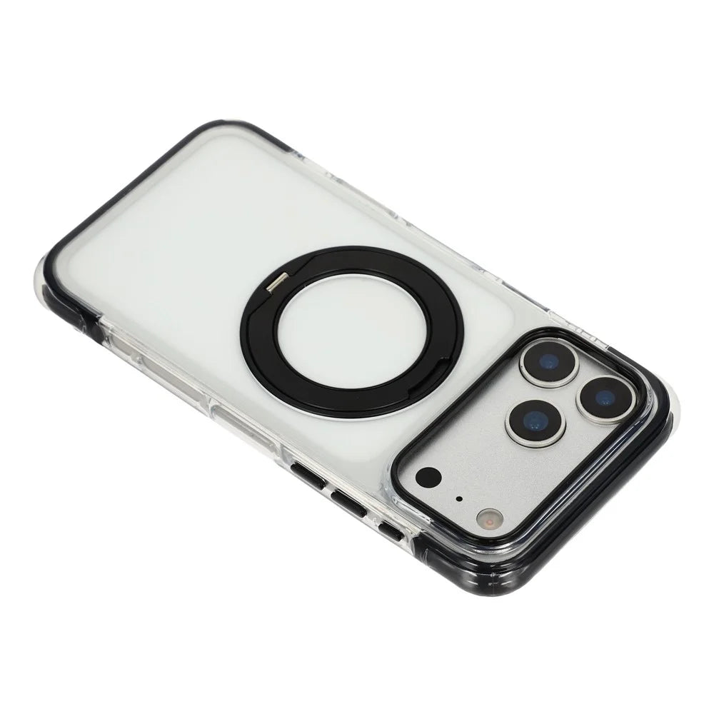 X-LEVEL For iPhone 17 Pro Magnetic Case Rotary Kickstand PC + TPU Anti-drop Airbag Phone Cover - Black - 6