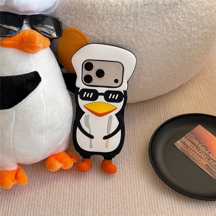 For iPhone 18 Pro Max / 17 Pro Max Case Cute 3D Cartoon Chef Penguin Design Shockproof Silicone Phone Back Cover - 5