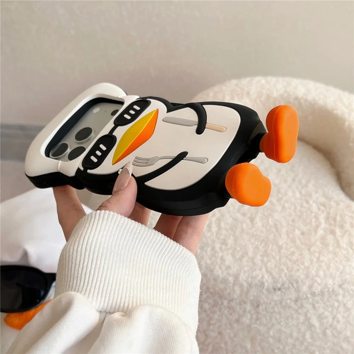 For iPhone 18 Pro Max / 17 Pro Max Case Cute 3D Cartoon Chef Penguin Design Shockproof Silicone Phone Back Cover - 6