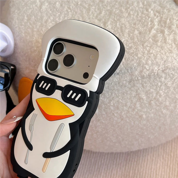 For iPhone 18 Pro Max / 17 Pro Max Case Cute 3D Cartoon Chef Penguin Design Shockproof Silicone Phone Back Cover - 7