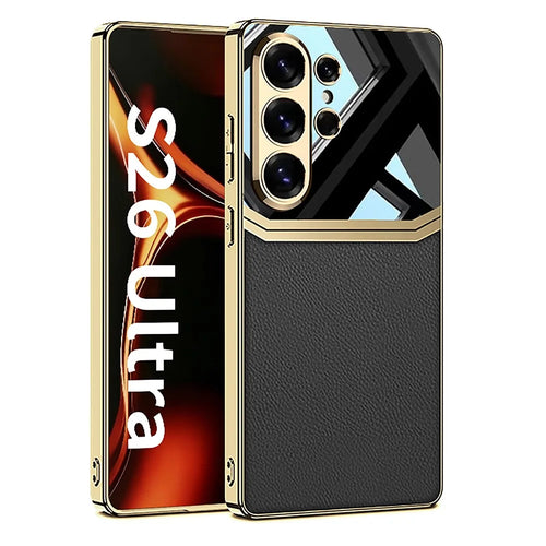 GKK For Samsung Galaxy S26 Ultra Case Electroplated TPU PC PU Phone Back Cover - Black - 1