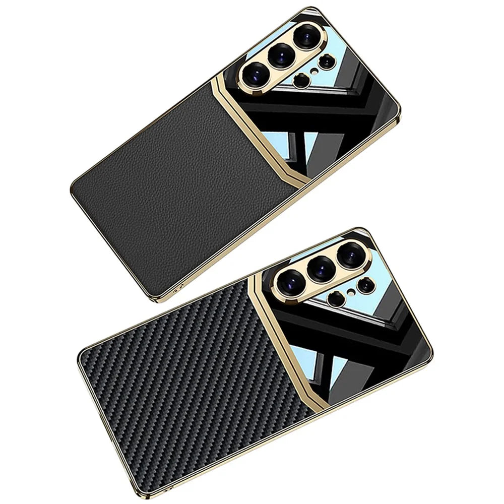 GKK For Samsung Galaxy S26 Ultra Case Electroplated TPU PC PU Phone Back Cover - Black - 5