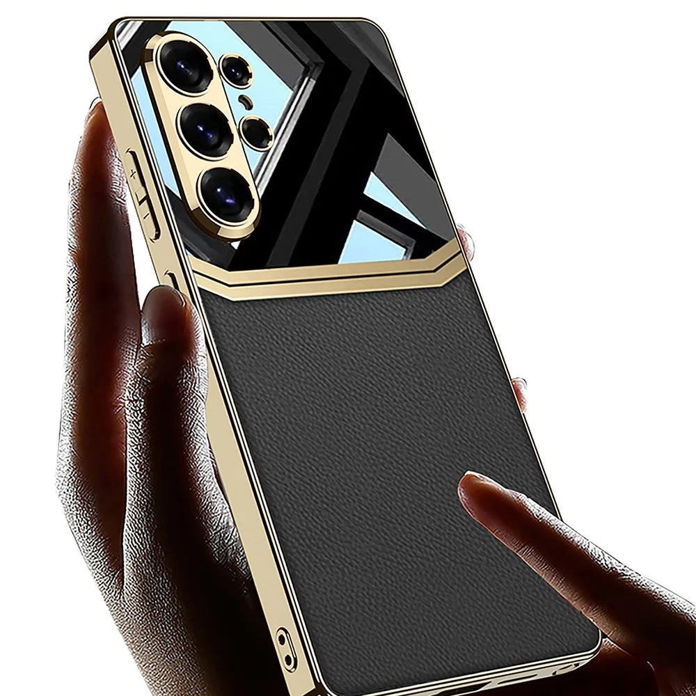 GKK For Samsung Galaxy S26 Ultra Case Electroplated TPU PC PU Phone Back Cover - Black - 7