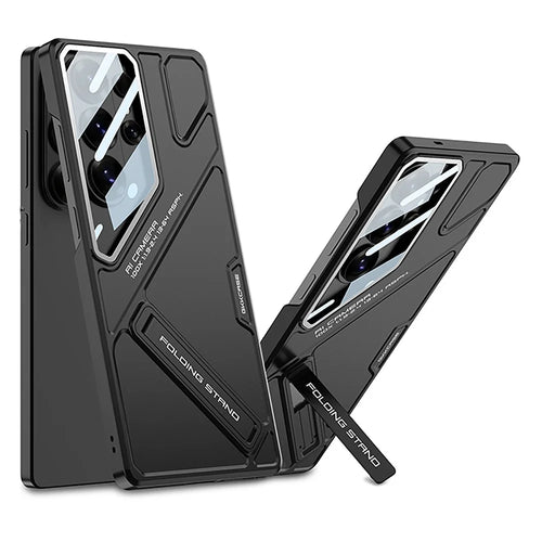 GKK For Samsung Galaxy S26 Ultra Case Mecha Style Shockproof Hard PC Phone Cover with Kickstand - Black - 1