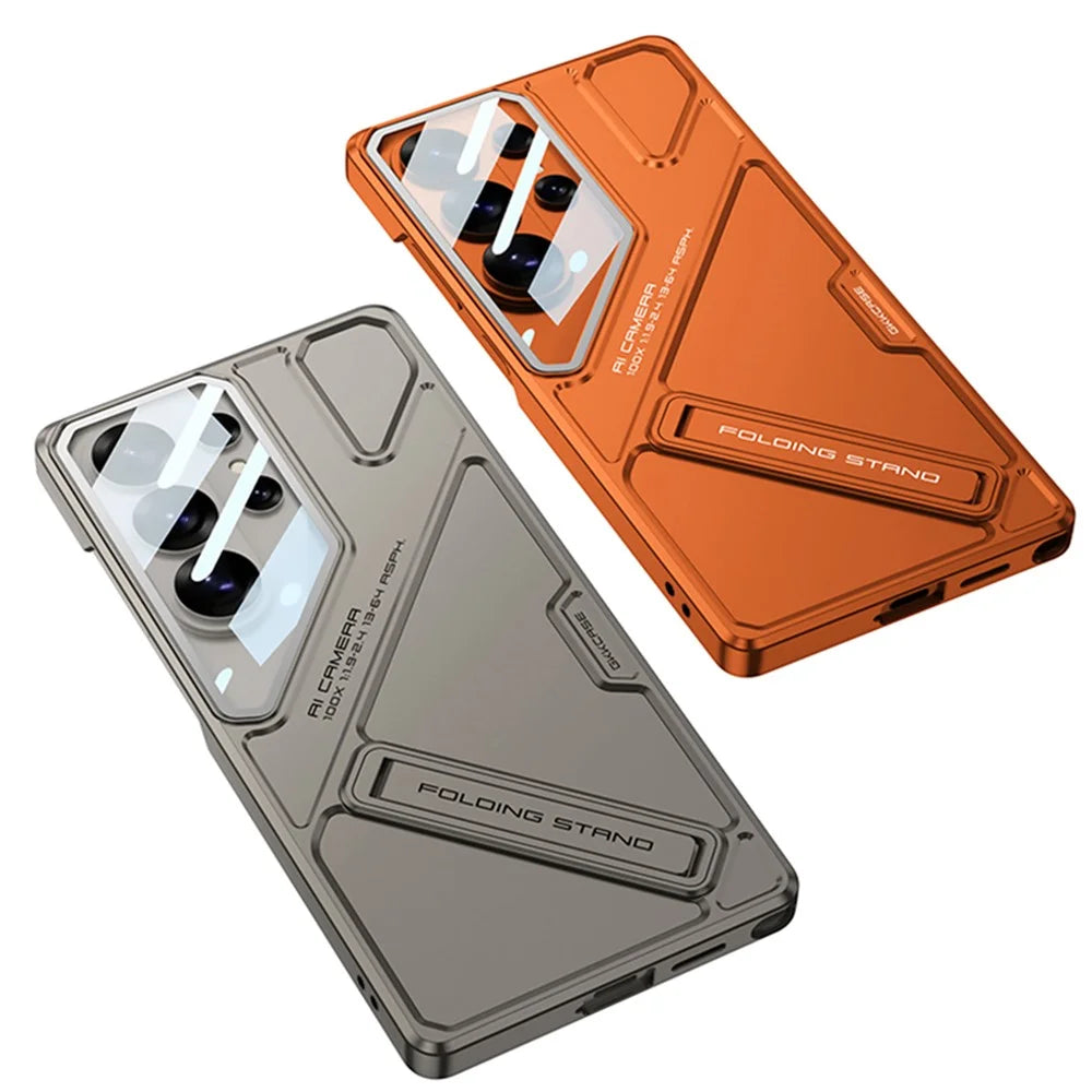 GKK For Samsung Galaxy S26 Ultra Case Mecha Style Shockproof Hard PC Phone Cover with Kickstand - Black - 5