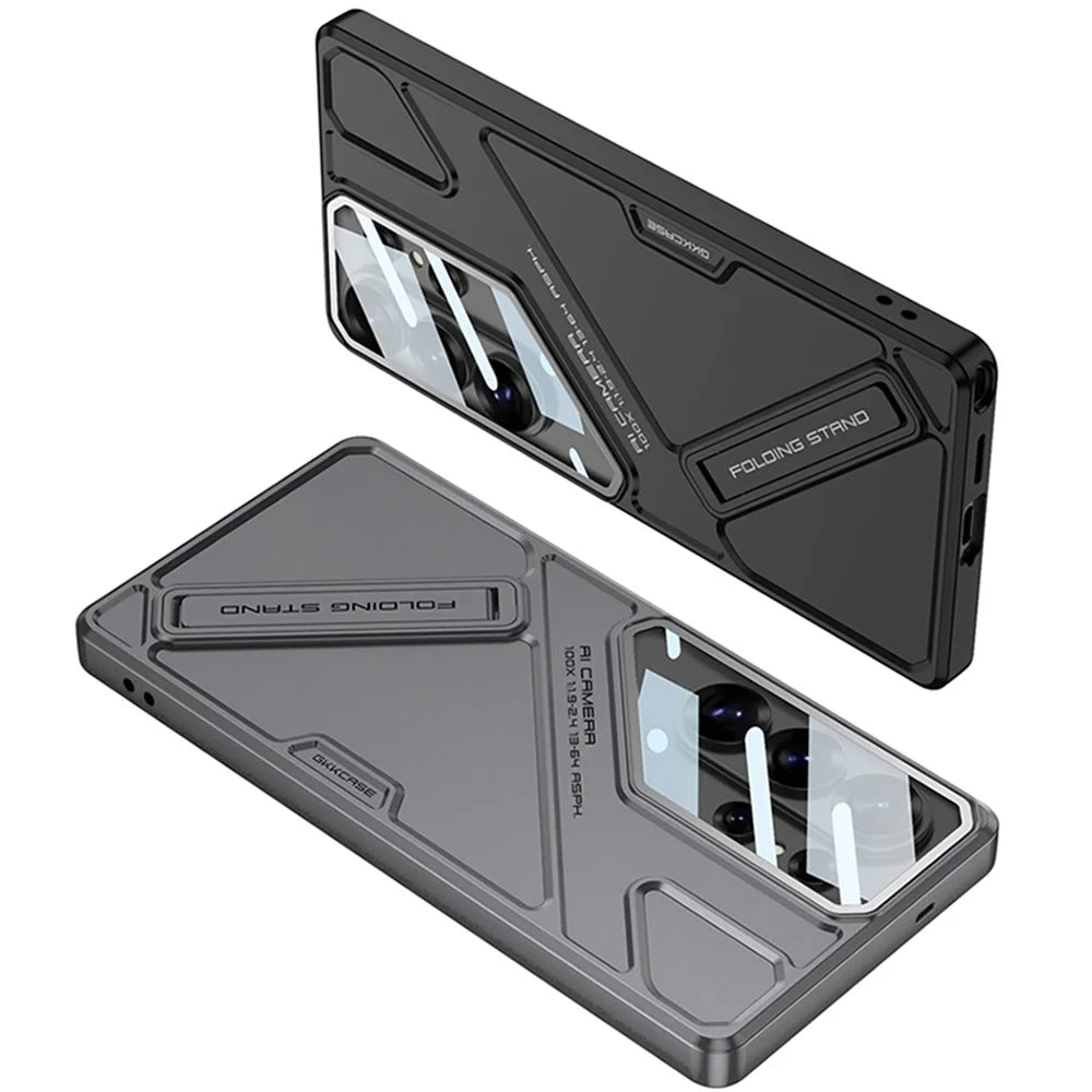 GKK For Samsung Galaxy S26 Ultra Case Mecha Style Shockproof Hard PC Phone Cover with Kickstand - Black - 6