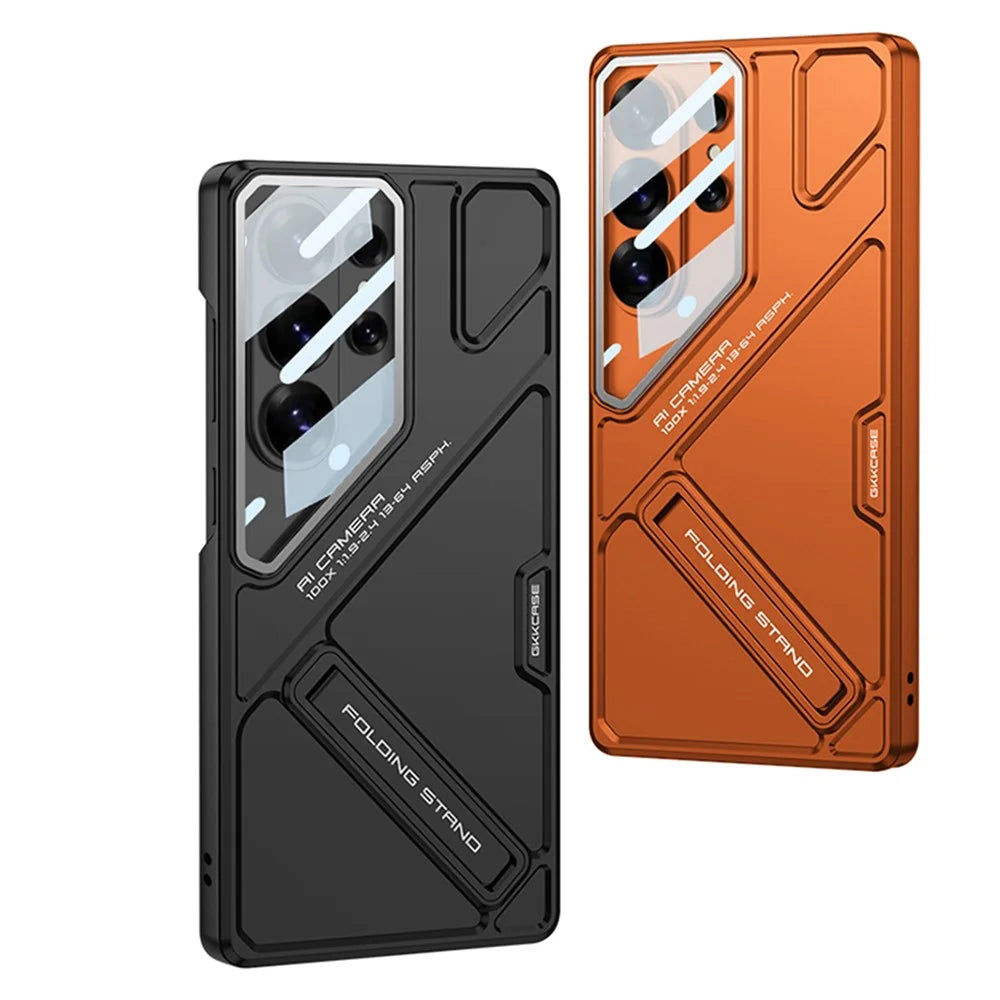 GKK For Samsung Galaxy S26 Ultra Case Mecha Style Shockproof Hard PC Phone Cover with Kickstand - Black - 7