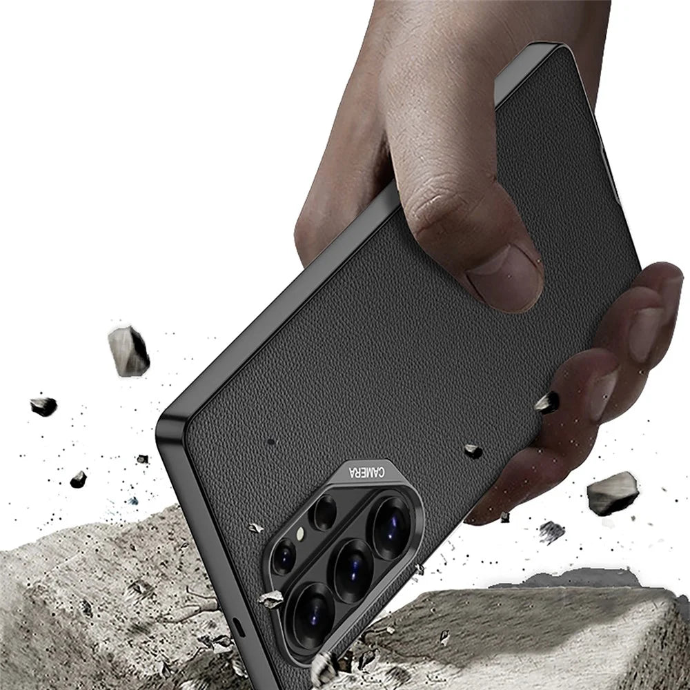 GKK For Samsung Galaxy S26 Ultra Case Hybrid PU Phone Back Cover Skin Touch - Black - 3