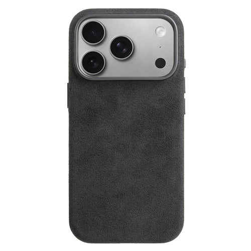MELKCO For iPhone 17 Pro Max Case Compatible with MagSafe Alcantara Leather + PC Phone Cover with Metal Keys  /  AI Button - Dark Grey - 1