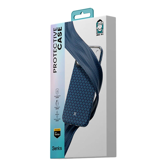 BENKS Y3 For iPhone 17 Pro Case Aramid Fiber Woven Texture Phone Cover Compatible with MagSafe - Blue - 6
