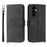 For Samsung Galaxy A57 5G Case Flower Pattern PU Leather Wallet Phone Cover with Strap - Black - 1
