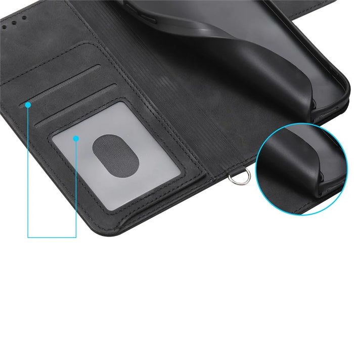 For Samsung Galaxy A57 5G Case Flower Pattern PU Leather Wallet Phone Cover with Strap - Black - 6