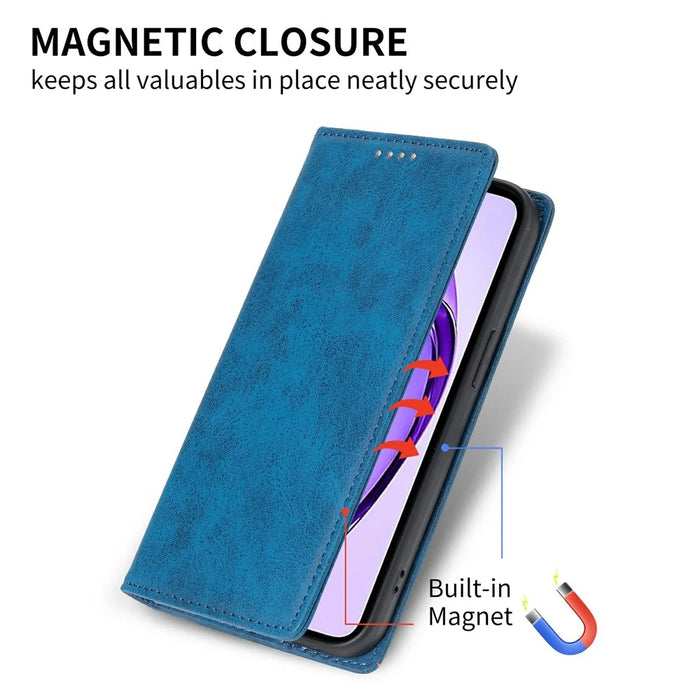 For Samsung Galaxy A37 5G Wallet Case RFID Blocking PU Leather Phone Cover - Blue - 5