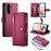 For Samsung Galaxy A37 5G Case Zipper Pocket Wallet Leather Phone Cover with Straps - Red - 1