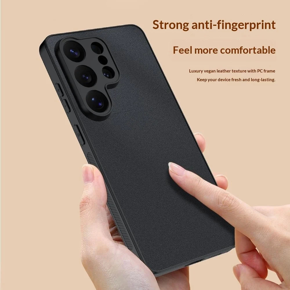 For Samsung Galaxy S26 Ultra Case PU Leather Coated PC + TPU Anti-Drop Phone Cover - Black - 4