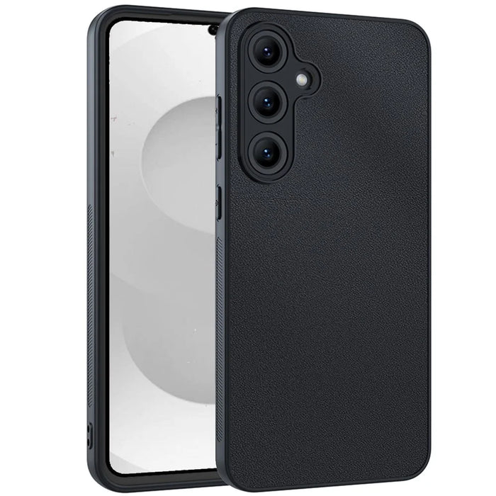 For Samsung Galaxy S26+ Case PU Leather Coated PC + TPU Anti-Drop Phone Cover - Black - 1