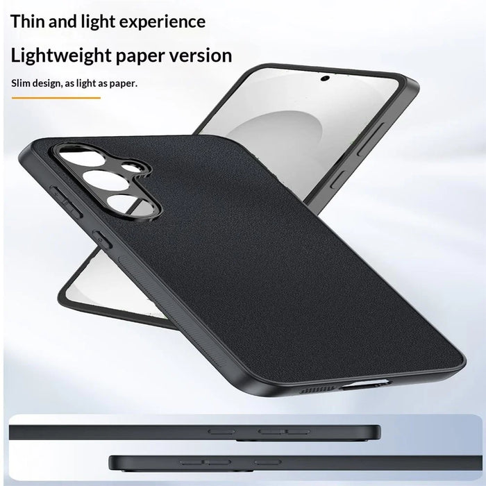 For Samsung Galaxy S26+ Case PU Leather Coated PC + TPU Anti-Drop Phone Cover - Black - 5