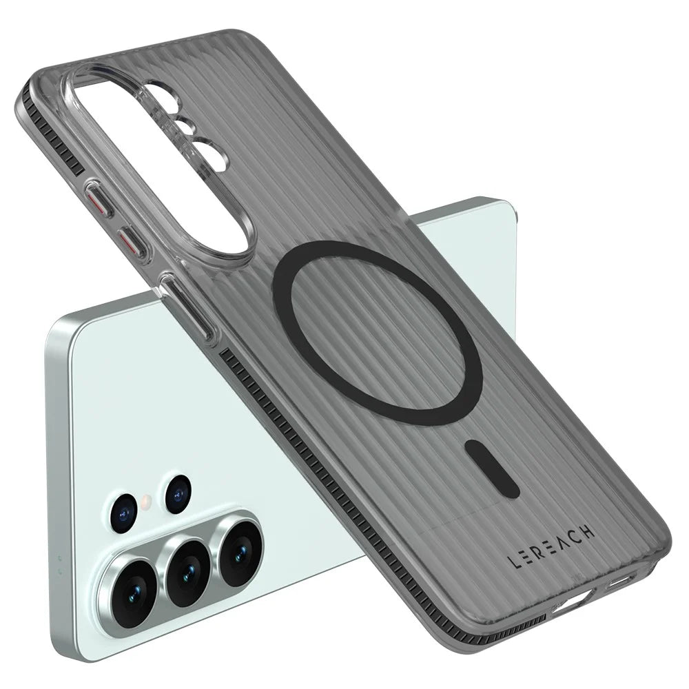 LEREACH TOC Series for Samsung Galaxy S26 Ultra Magnetic Case Flowing Grid PC Phone Cover - Black - 1