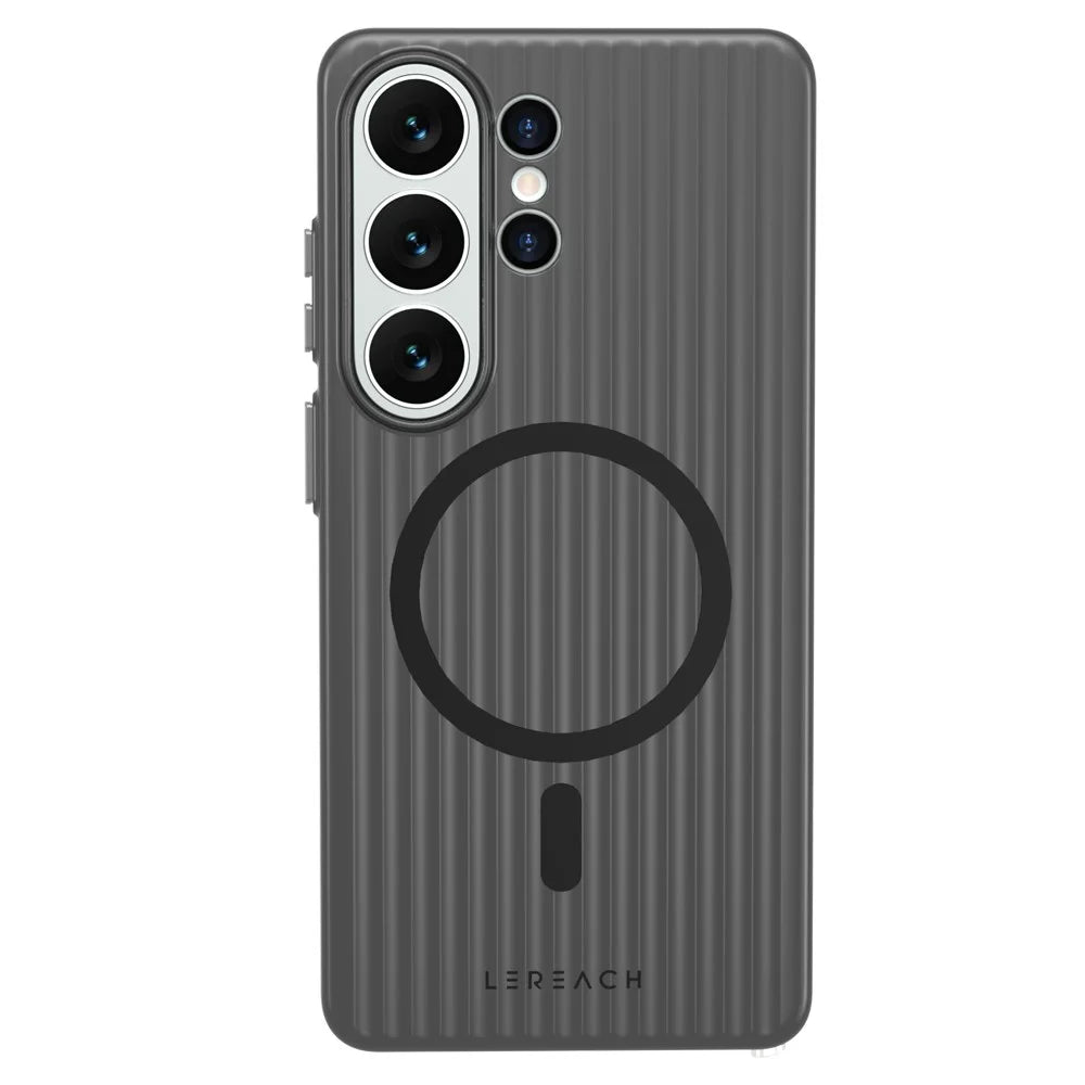 LEREACH TOC Series for Samsung Galaxy S26 Ultra Magnetic Case Flowing Grid PC Phone Cover - Black - 2