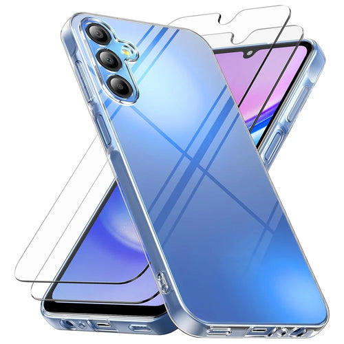 For Samsung Galaxy A57 5G Case TPU Clear Phone Cover + 2PCS Tempered Glass Screen Film 2.5D Arc Edge - 1
