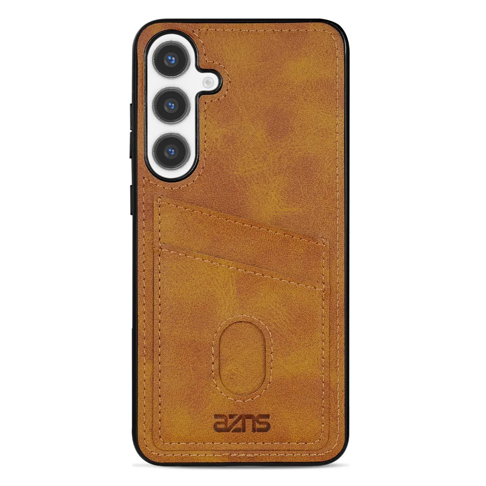 AZNS K1 Series For Samsung Galaxy A37 5G Case Calf Texture Anti-Drop PU+TPU Phone Cover with 2 Card Slot - Brown - 3