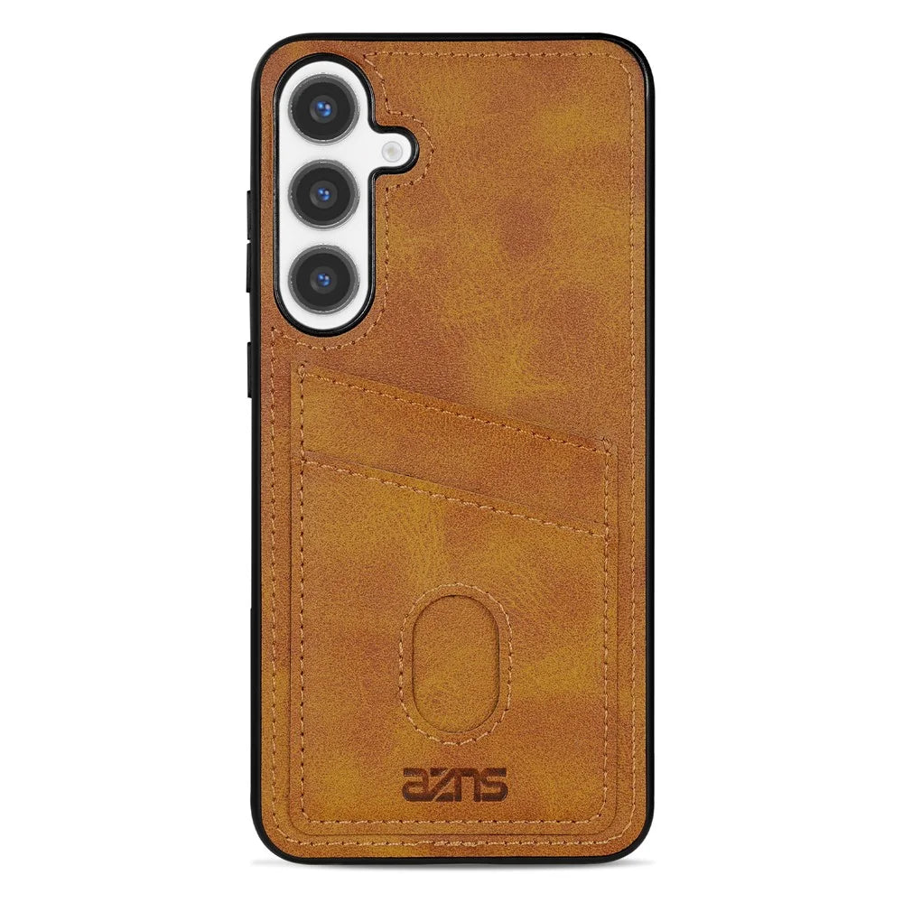 AZNS K1 Series For Samsung Galaxy A57 5G Case Calf Texture Anti-Drop PU+TPU Phone Cover with 2 Card Slot - Brown - 2