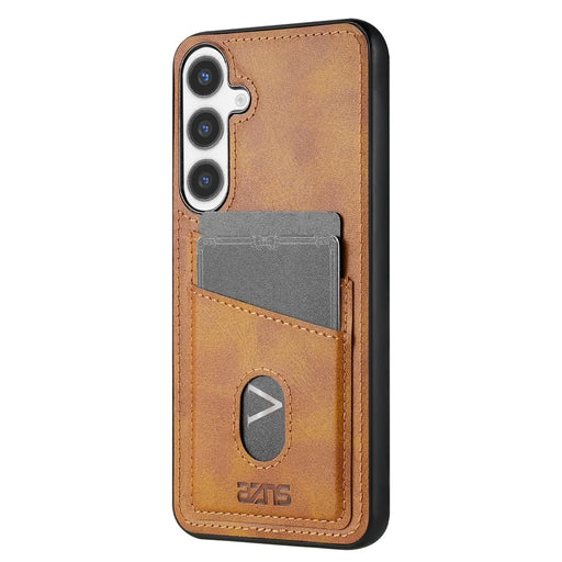 AZNS K1 Series For Samsung Galaxy S26 Case Calf Texture Anti-Drop PU+TPU Phone Cover with 2 Card Slot - Brown - 1