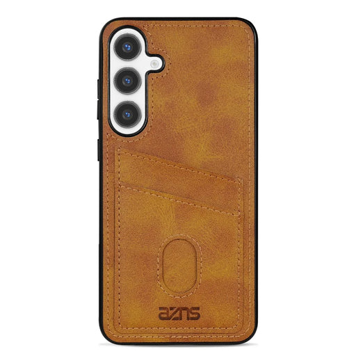AZNS K1 Series For Samsung Galaxy S26 Case Calf Texture Anti-Drop PU+TPU Phone Cover with 2 Card Slot - Brown - 2
