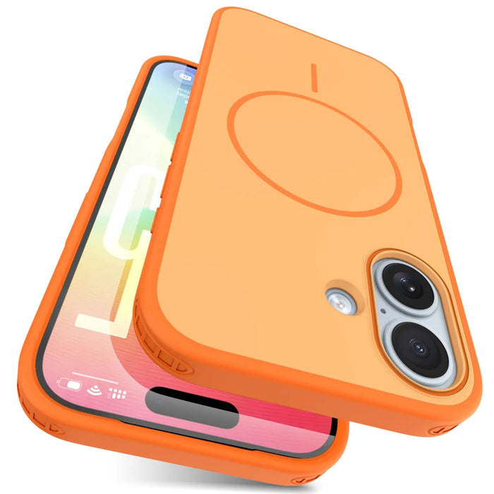 For iPhone 17 Magnetic Case Skin Touch PC + TPU Anti-Drop Phone Cover - Orange - 2