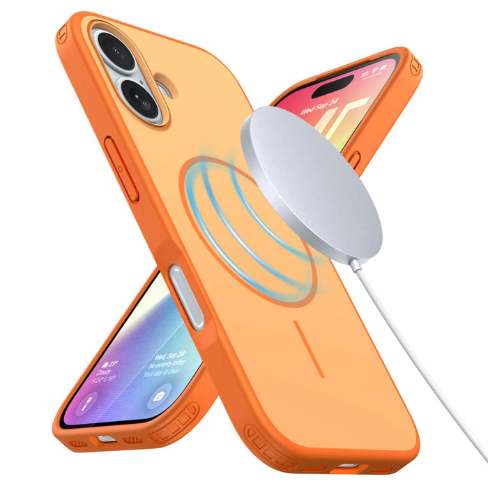 For iPhone 17 Magnetic Case Skin Touch PC + TPU Anti-Drop Phone Cover - Orange - 3