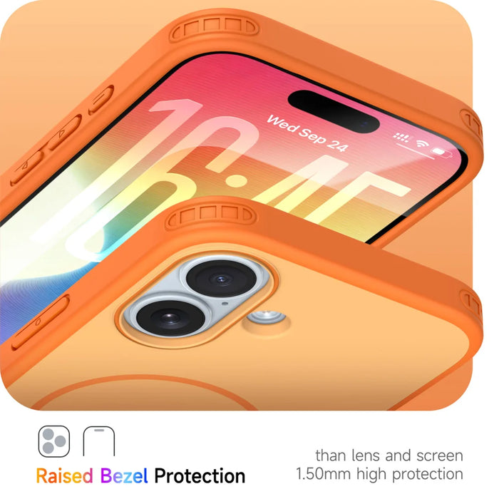 For iPhone 17 Magnetic Case Skin Touch PC + TPU Anti-Drop Phone Cover - Orange - 6
