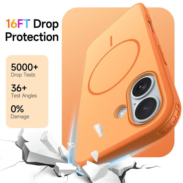 For iPhone 17 Magnetic Case Skin Touch PC + TPU Anti-Drop Phone Cover - Orange - 7