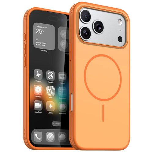 For iPhone 18 Pro Max / 17 Pro Max Magnetic Case Skin Touch PC + TPU Anti-Drop Phone Cover - Orange - 1