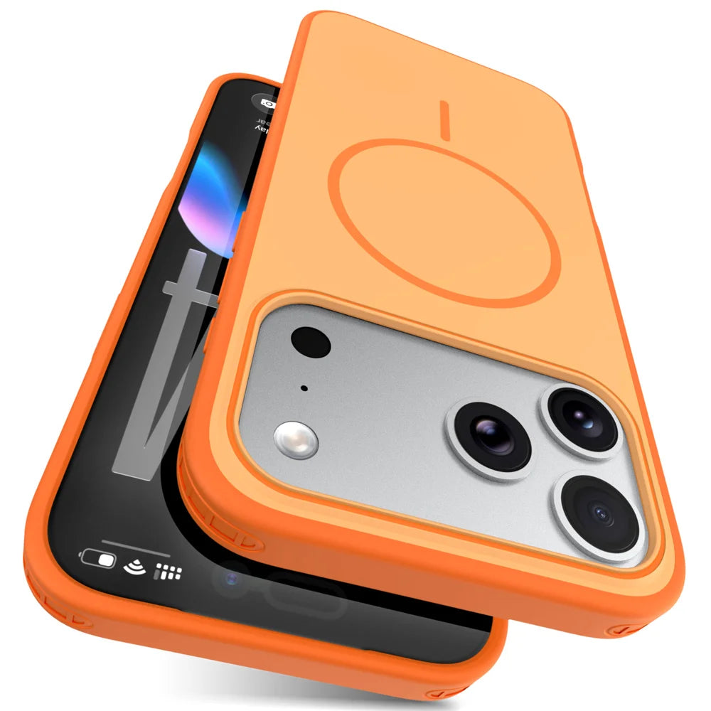 For iPhone 18 Pro Max / 17 Pro Max Magnetic Case Skin Touch PC + TPU Anti-Drop Phone Cover - Orange - 2