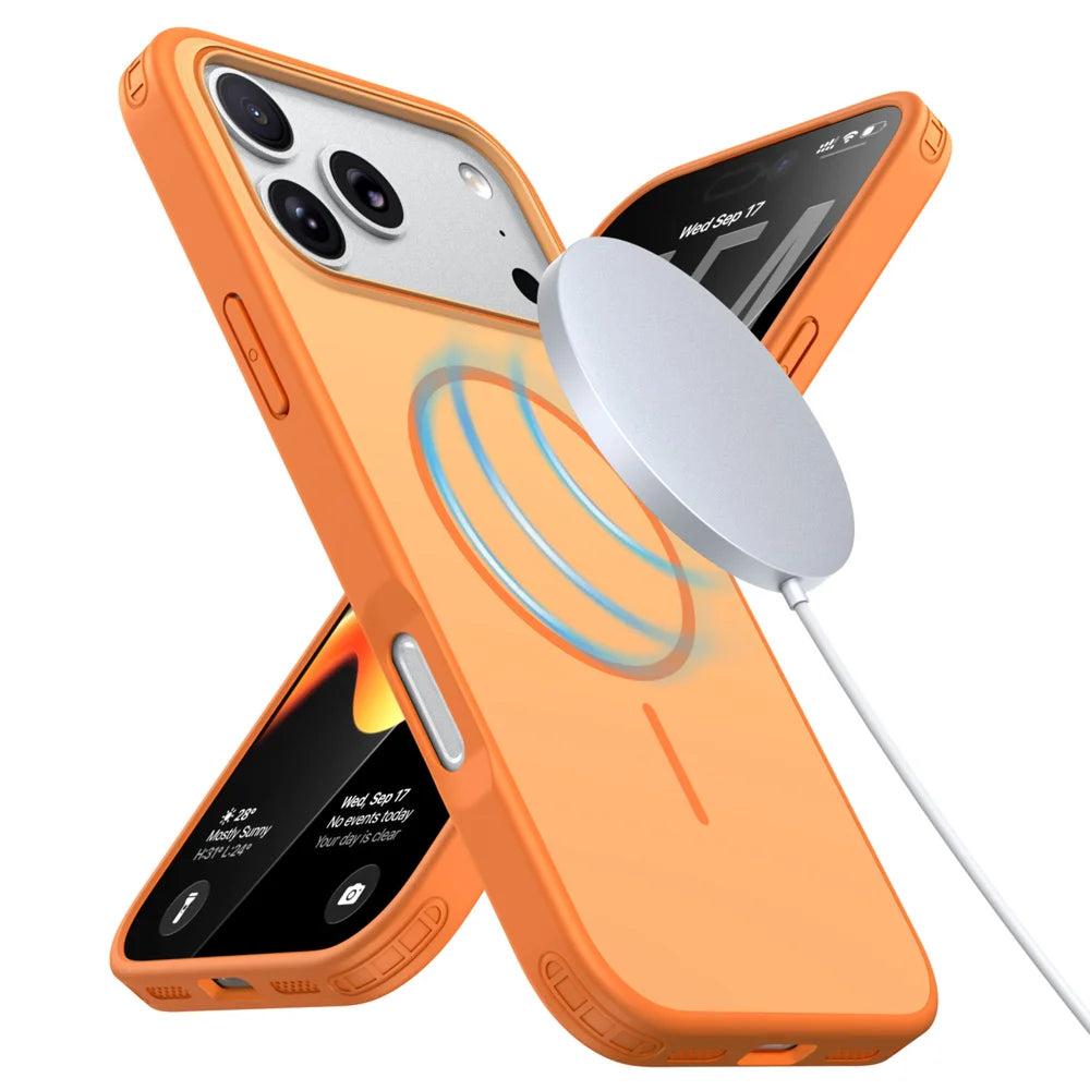 For iPhone 18 Pro Max / 17 Pro Max Magnetic Case Skin Touch PC + TPU Anti-Drop Phone Cover - Orange - 3
