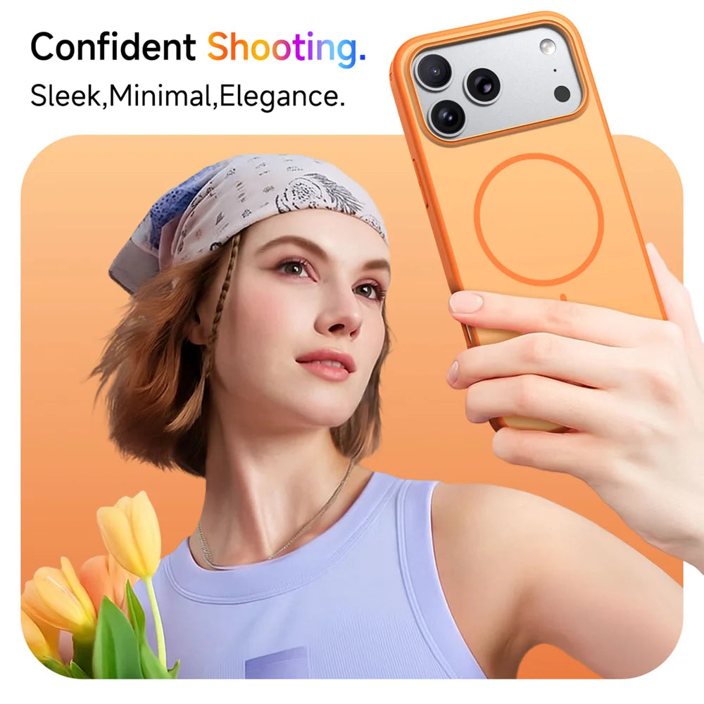 For iPhone 18 Pro Max / 17 Pro Max Magnetic Case Skin Touch PC + TPU Anti-Drop Phone Cover - Orange - 5