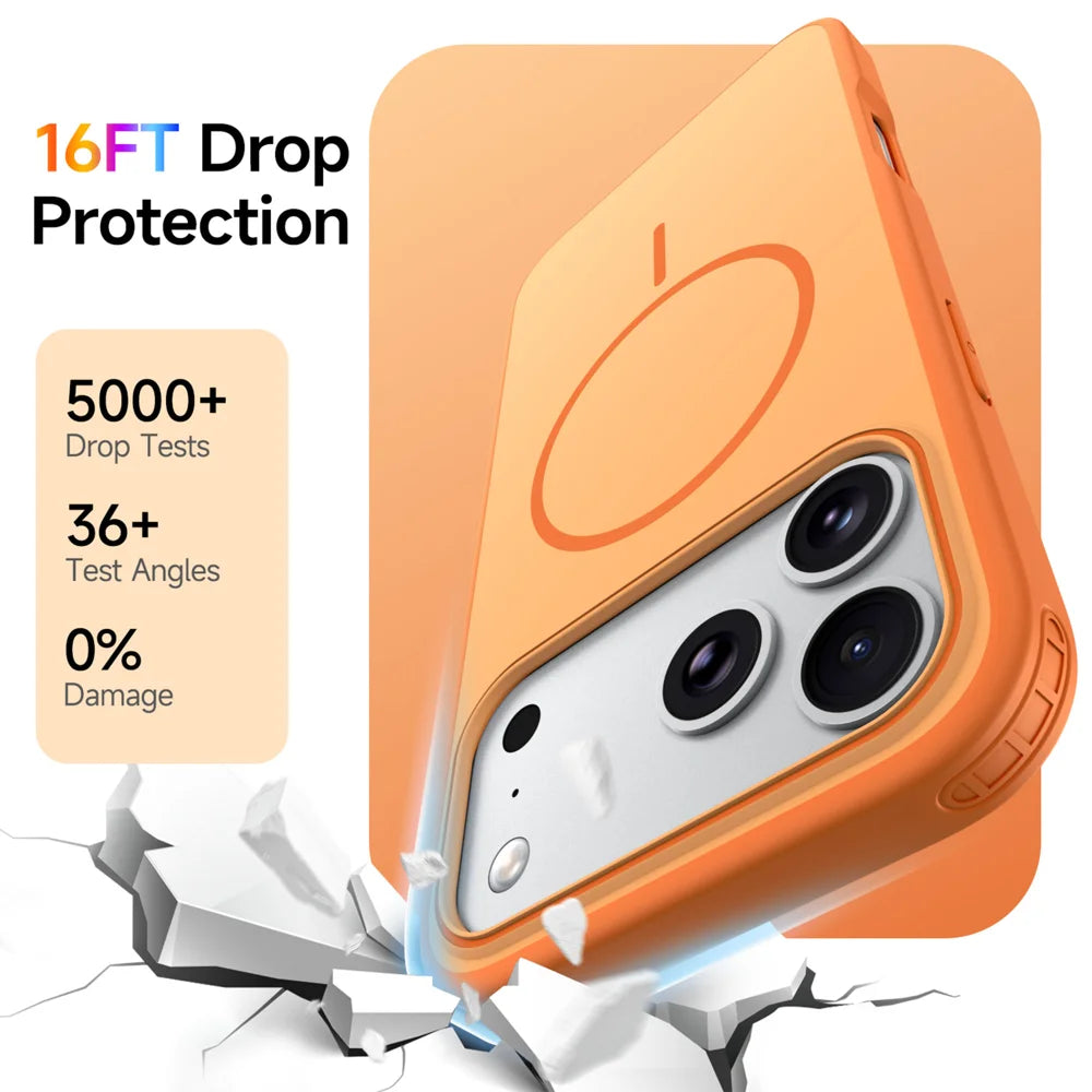 For iPhone 18 Pro Max / 17 Pro Max Magnetic Case Skin Touch PC + TPU Anti-Drop Phone Cover - Orange - 7